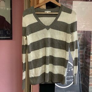 GAP Gray and White Striped Sweater